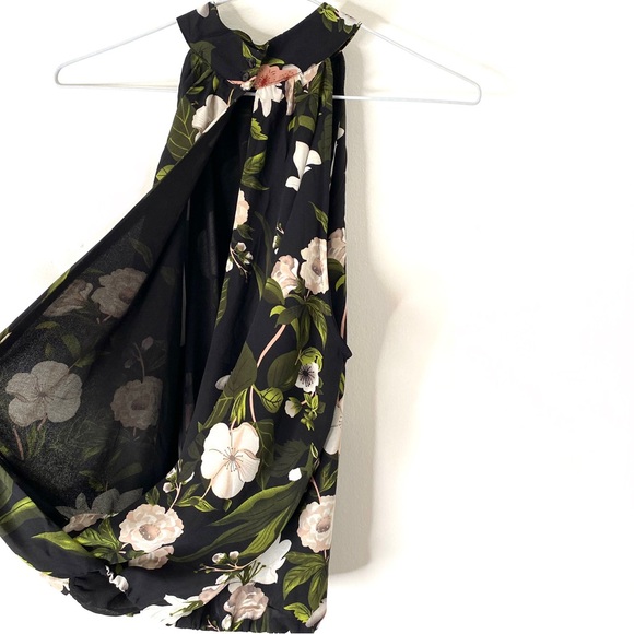 Rachel Zoe Black Green White Floral Mock Neck Sleeveless Blouse NWT - Picture 7 of 9